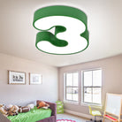 Brighten Your Space With Playful Arabic Numerals: Led Flush Mount Light Green Ceiling