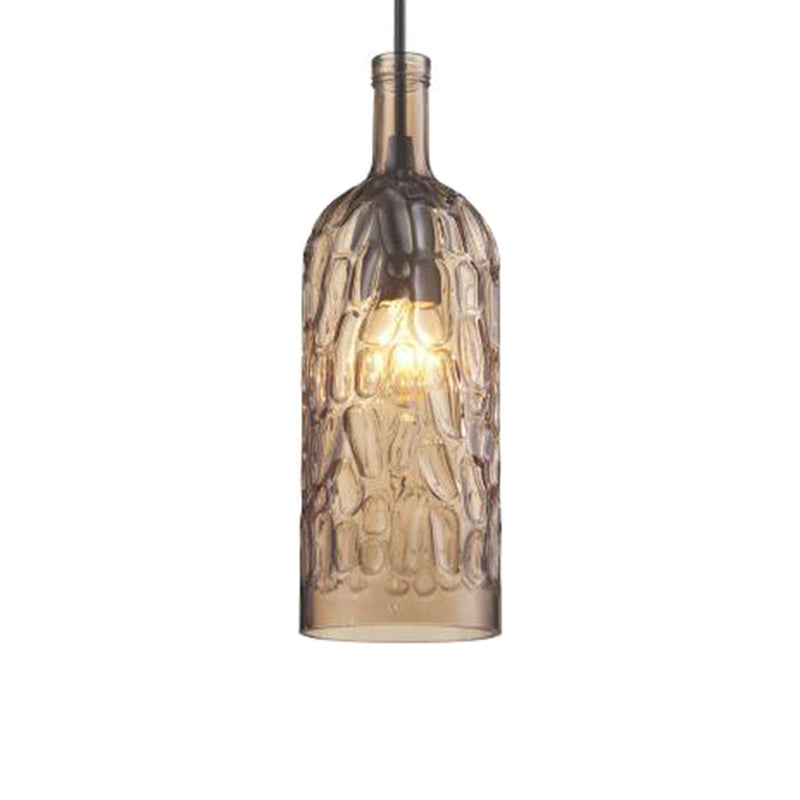 Art Deco Wine Bottle Hanging Lamp With Wavy Glass For Restaurant And Bar - Vintage 1 - Light Down