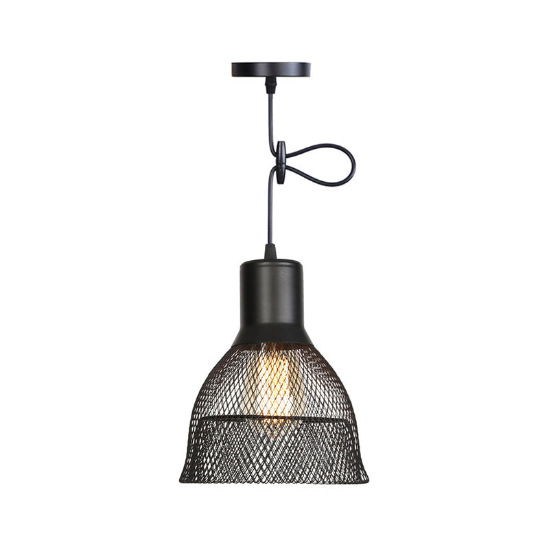 Ethan’s Industrial Wire Mesh Pendant Lamp: A Touch Of Charm Black / Bell