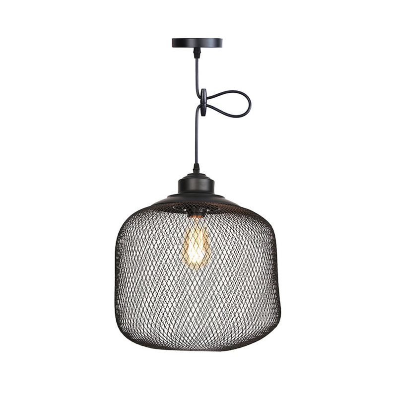 Ethan’s Industrial Wire Mesh Pendant Lamp: A Touch Of Charm Black / Pumpkin