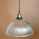 Molly - Industrial Chic Bowl Pendant Light With Clear Ribbed Glass