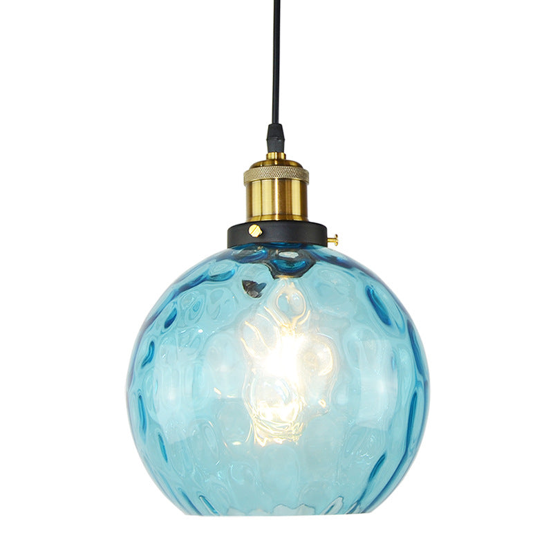 Lyla Industrial Pendant: Blue Glass & Vintage Charm