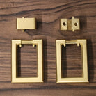 2pcs Brass Cabinet Door Handles – Single Hole Square Cupboard Pull Rings Handles