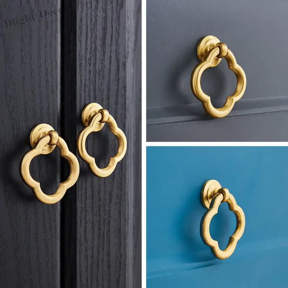 2pcs Brass Dropping Handles – Modern Cabinet and Wardrobe Drawer Pulls 57x50mm knob