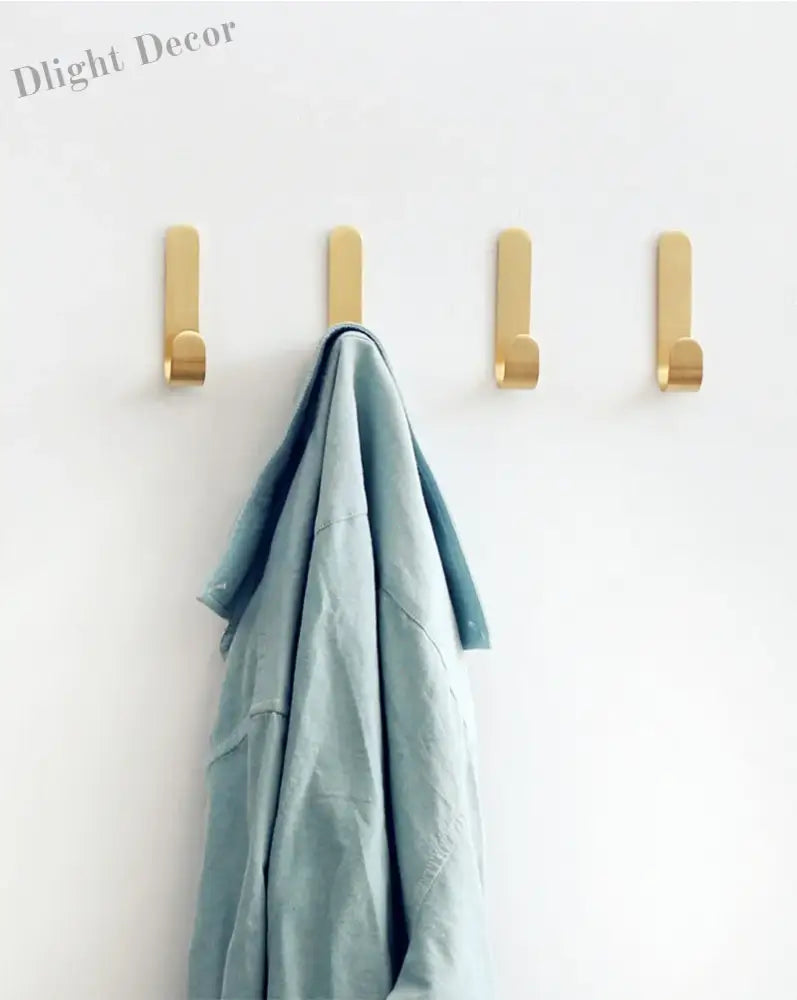 2pcs Brass Wall Hooks – Nail-Free Gold Adhesive Hangers for Towels Bags and Clothes wall Hook