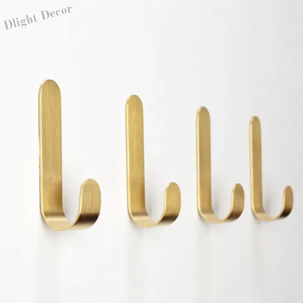 2pcs Brass Wall Hooks – Nail-Free Gold Adhesive Hangers for Towels Bags and Clothes wall Hook