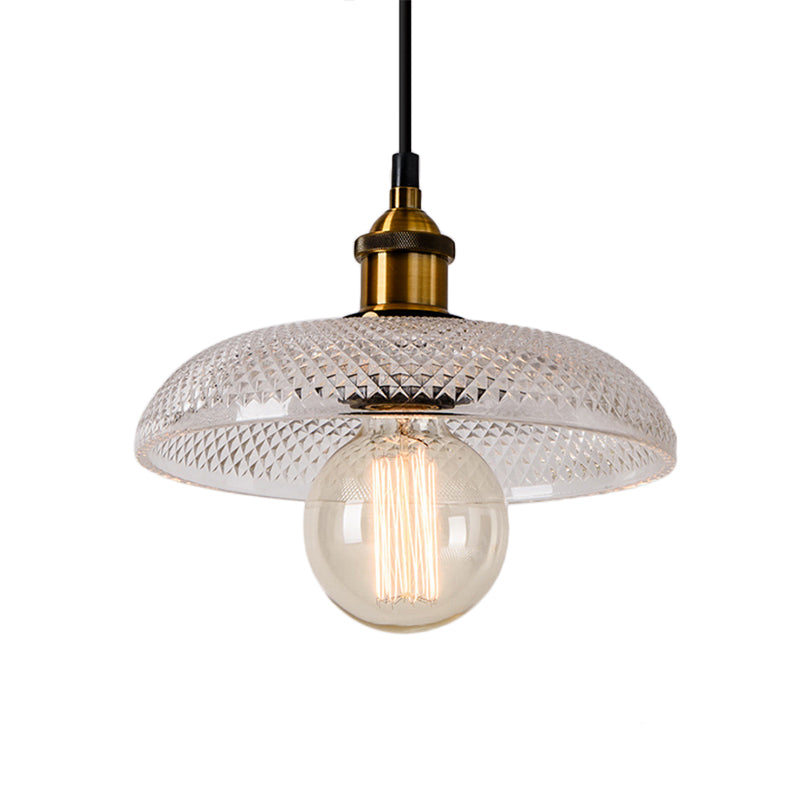 Sabelle’s Grid Glass Ceiling Light With Brass Bowl Shade - Industrial Elegance For Kitchens