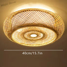 40Cm Bamboo Wicker Rattan Ceiling Light Fixture - Asian Art Flush Mount Pendant Lamp Ceiling Light