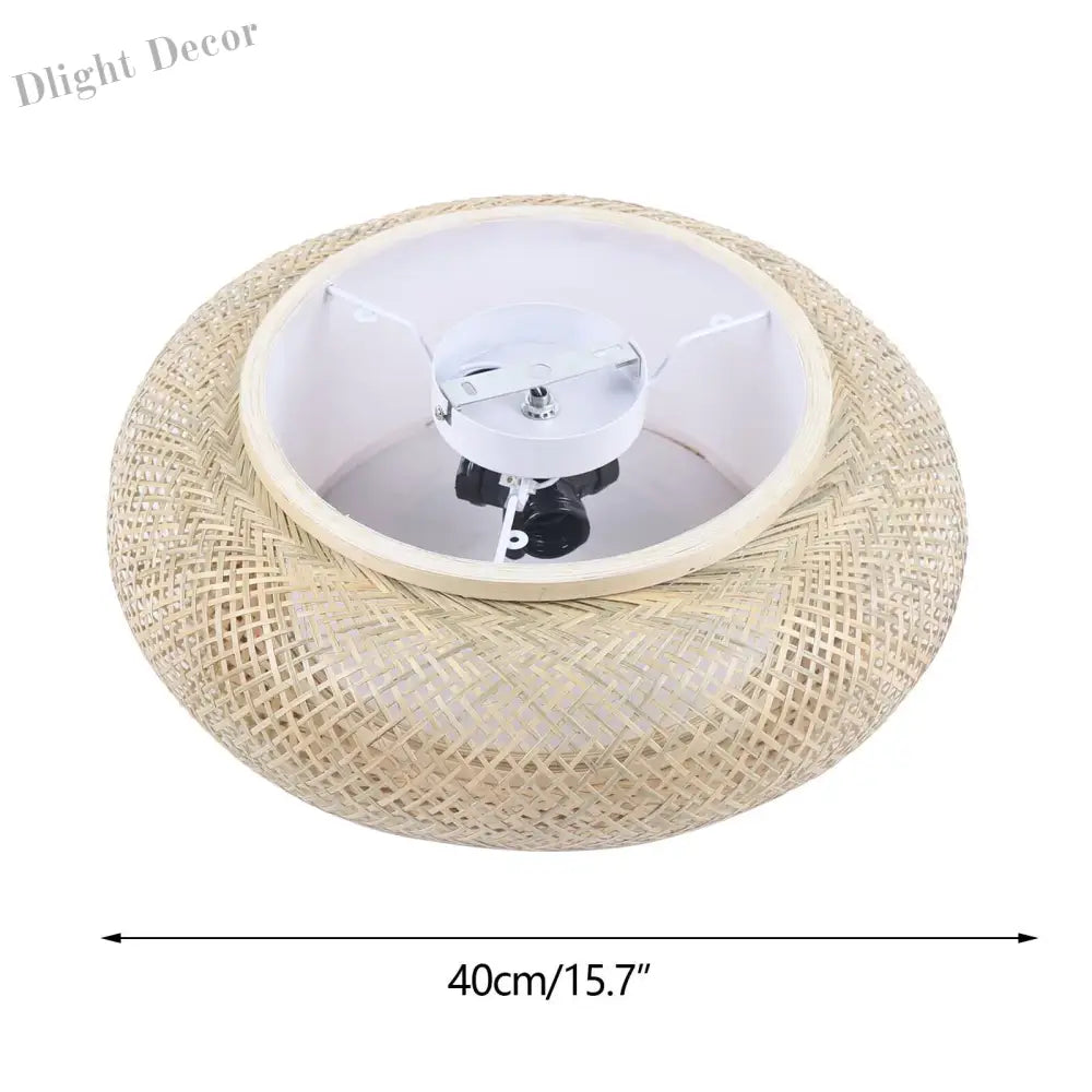 40Cm Bamboo Wicker Rattan Ceiling Light Fixture - Asian Art Flush Mount Pendant Lamp Ceiling Light