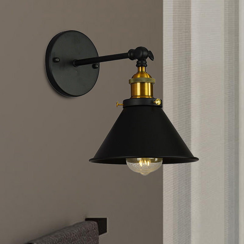 Alice - Industrial Black And Brass Flared Sconce Wall Lamp