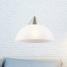 Modern Pendant Light: White Glass And Nickel Elegance