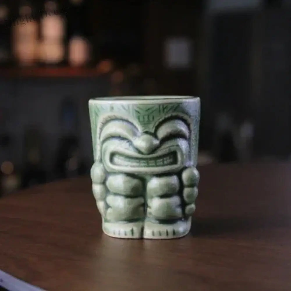 60ml Ceramic Tiki Mug – Hawaiian Cocktail Cup for Home Bars & Parties | Dlight Decor green-type7-haha / 60ml cups