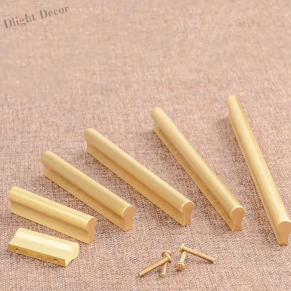 6pcs Solid Brass Cabinet Handles and Knobs – European Wardrobe Pulls and Drawer Bars Pulls