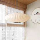 Juliette’s Saucer Hanging Ceiling Light - Modernist Fabric Pendant In White Lighting