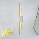 Luminescent Lines: Modern Led Wall Light With Marble Accents White /