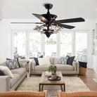 American Stye Black Crystal Follower Design Ceiling Fans With Light 110V 220V Wood Blades Remote