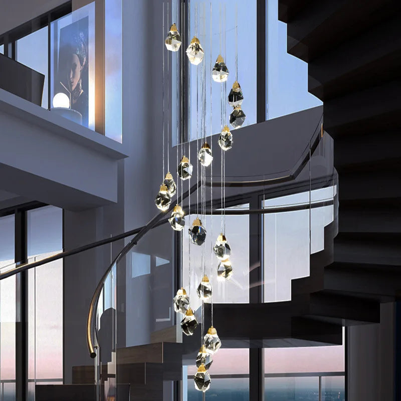 Elegant Light Luxury Crystal Chandelier - Perfect For Staircases Living Rooms Duplexes Villas And