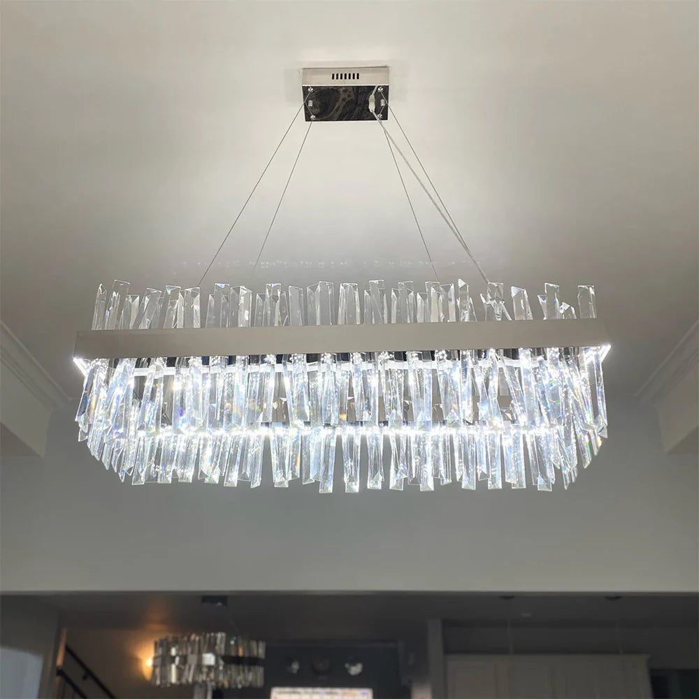 Luxury Crystal Hanging Chandelier For Dining Room And Kitchen Island – Choose Chrome Or Gold