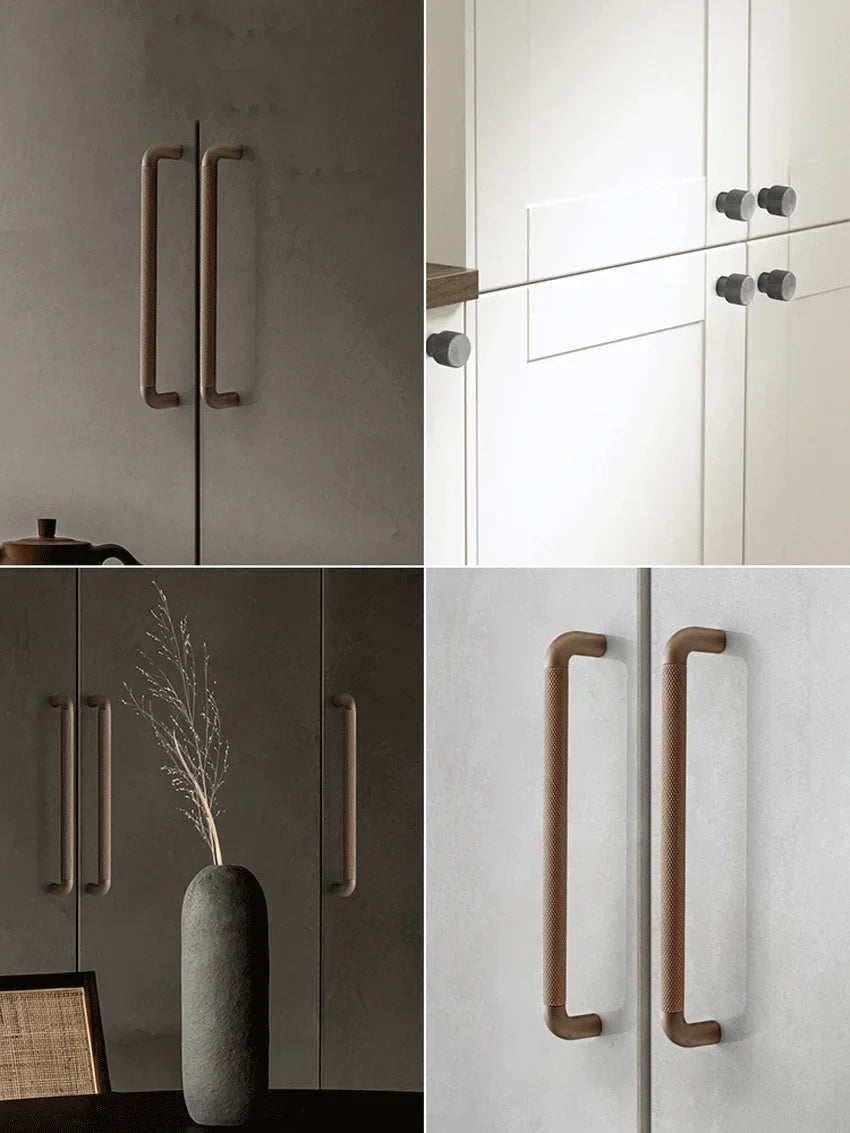 Knurled Brown Aluminum Alloy Handle – Textured European Cabinet and Wardrobe Pulls (320mm) Handles
