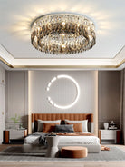 Nordic Simple Modern Crystal Ceiling Lamp - Chrome Silver Finish For Living Dining And Bedroom