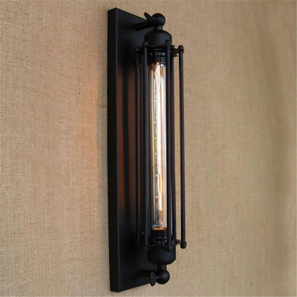 Vintage Black Rustic Wall Light With Edison Filament Bulb - Perfect For Stair Kitchen And Sconce