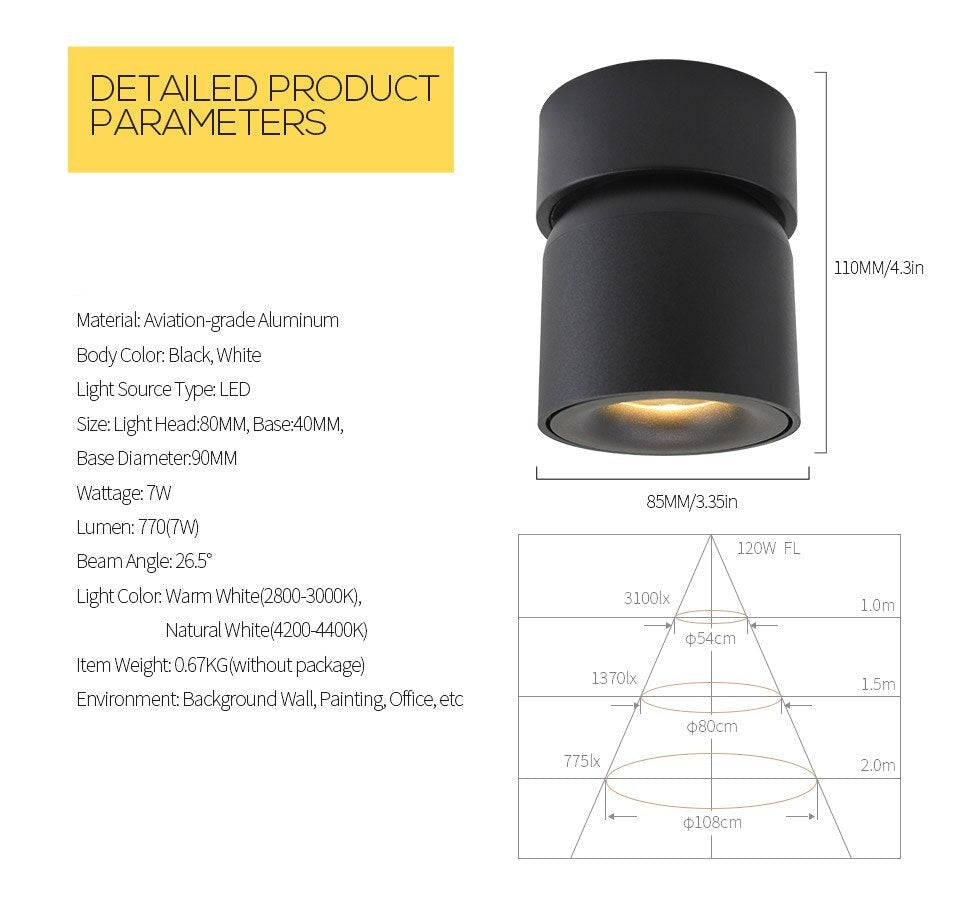 Lily’s Led Ceiling Light Surface Mounted With 360° Round Curve Rotation