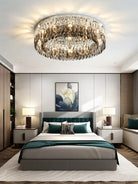 Nordic Simple Modern Crystal Ceiling Lamp - Chrome Silver Finish For Living Dining And Bedroom