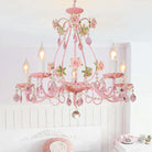 Contemporary Pink Ceiling Chandelier - E14 Led Lighting With Crystal Iron And Ceramic Accents