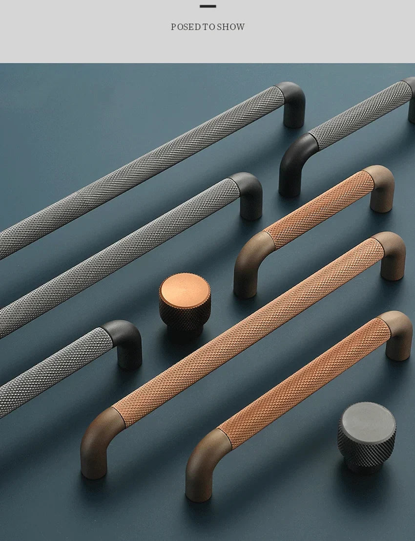 Knurled Brown Aluminum Alloy Handle – Textured European Cabinet and Wardrobe Pulls (320mm) Handles