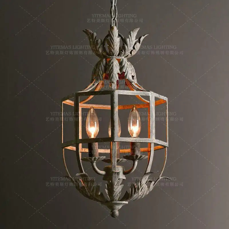 Elegant Candle Chandelier - Vintage Grey Metal Lighting Fixture For Unique Home Decor In Dining