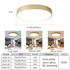 Modern Round Gold Led Ceiling Light - Ultra - Thin 5Cm Surface Mount With Remote Control Ceiling