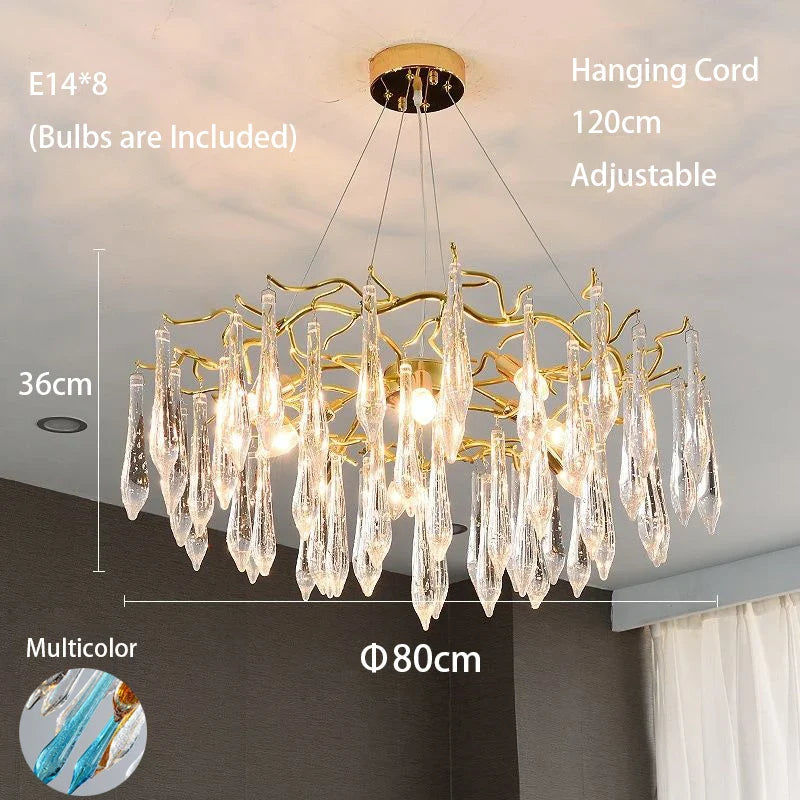 Multi - Color Glass Drop Ceiling Chandeliers - Luxury Led Pendant Lights For Post - Modern Home