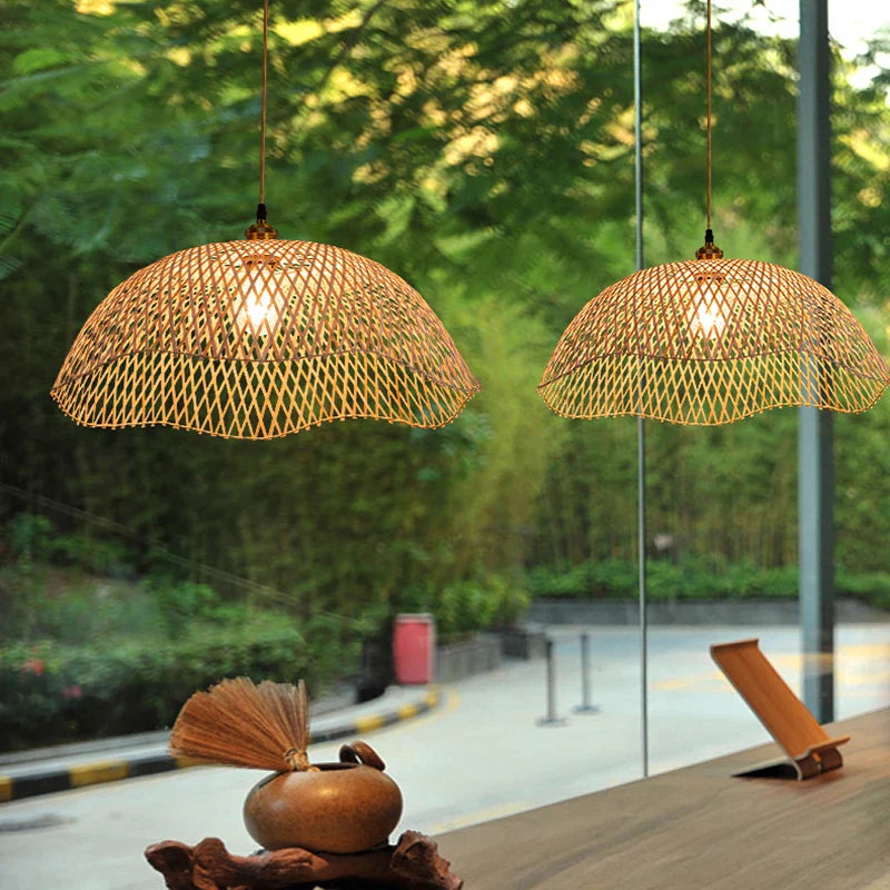 Modern Hand - Woven Bamboo Pendant Lights - Artistic Rattan Wicker Chandeliers For Dining Rooms And