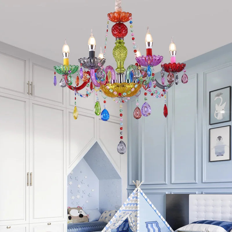 Colorful Crystal Chandeliers - European Style Rural Decoration For Restaurants Coffee Shops And