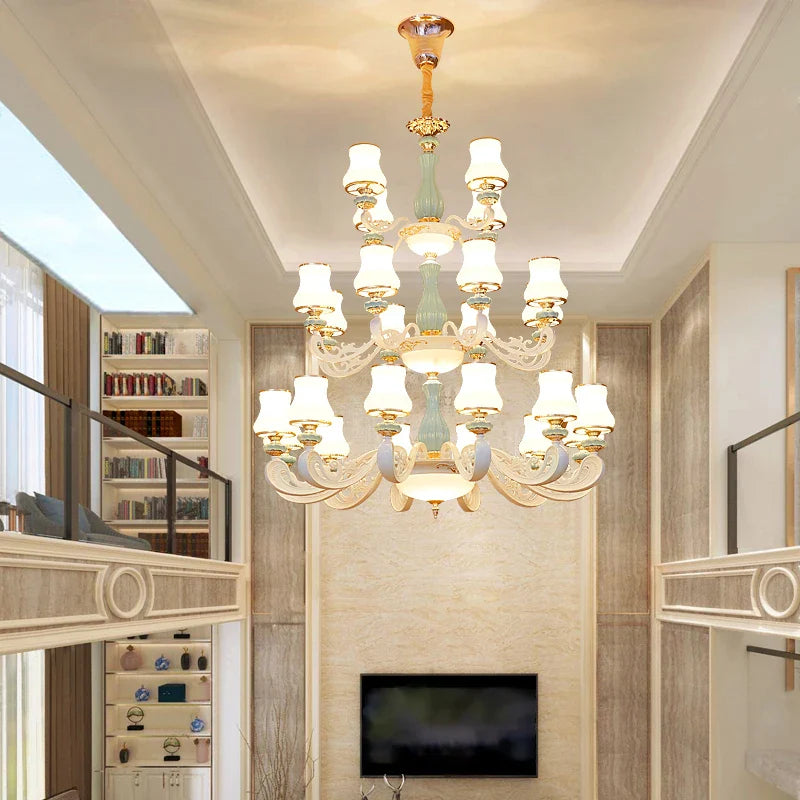 Elegant European - Style Duplex Building Chandelier - Ideal For Villa Living Rooms Grand Halls And