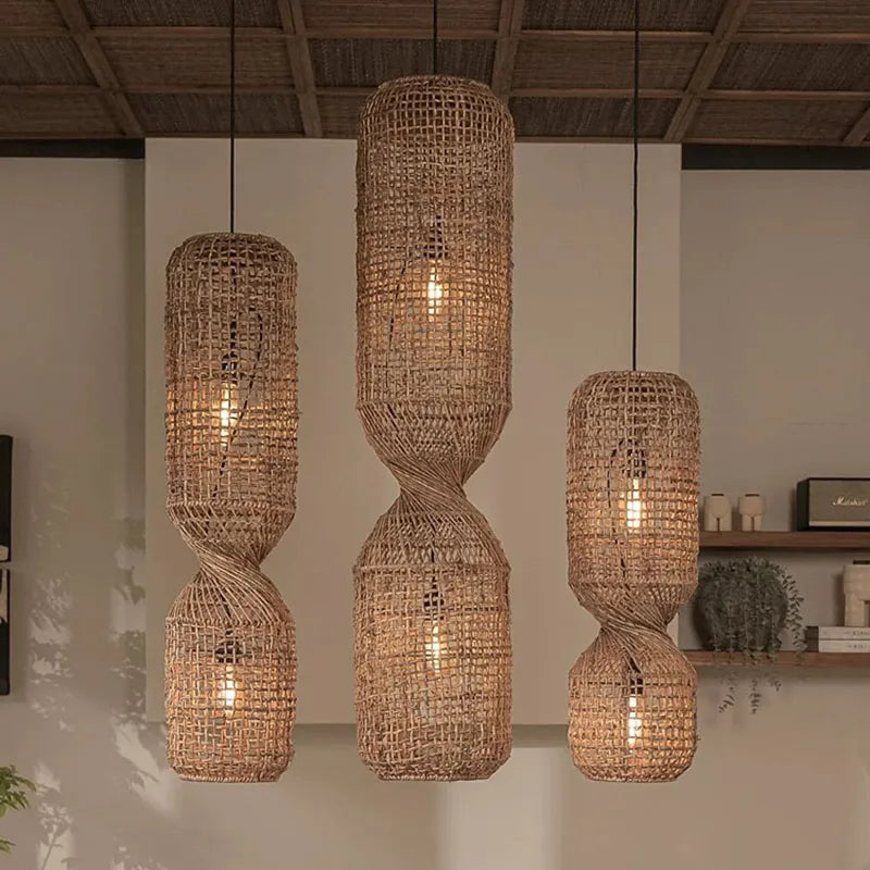 Chinoiserie Knob Rattan Pendant Light - Vintage - Inspired Creative Lighting For Living Rooms