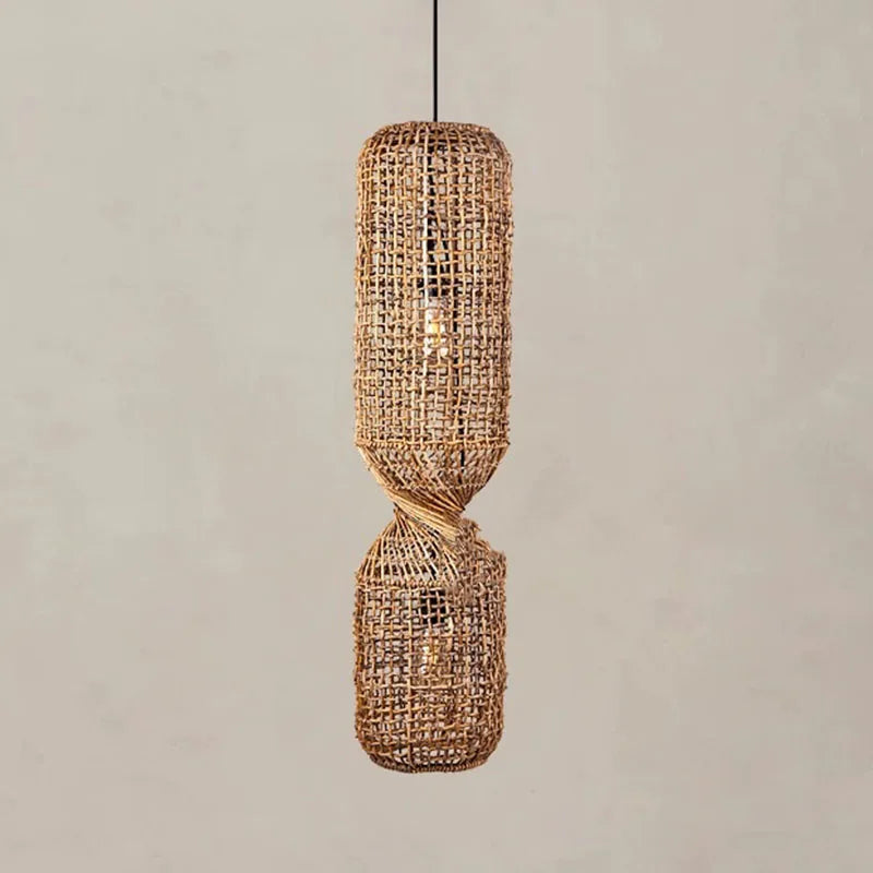 Chinoiserie Knob Rattan Pendant Light - Vintage - Inspired Creative Lighting For Living Rooms