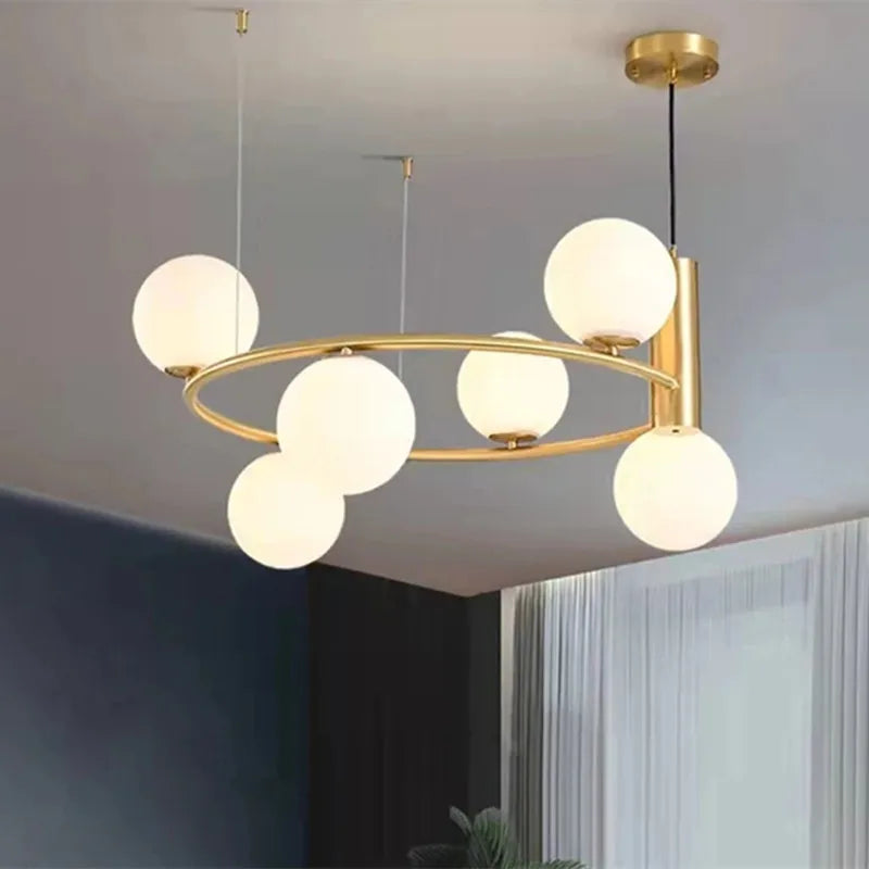 Nordic Designer Led Ceiling Chandelier - Glass Lampshade With G9 Bulb Socket For Living Room Center