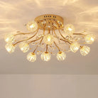 Luxury Dendritic Crystal Ceiling Lamp - Nordic Glass Flower Light Shade Led Chandelier For Bedrooms