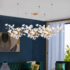 New Gold Chandelier White Ceramic Leaf Lamp Indoor Home Living Room Decorative French Luxury