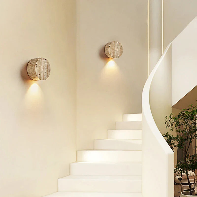 Nordic Minimalist Cream Wall Lamp - Japanese Wabi Sabi Elegance With Natural Yellow Stone For