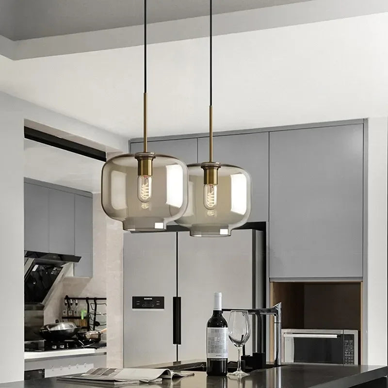 Nordic Glass Led Pendant Light - Versatile Single/Multi Head Chandelier For Home Decor Lights