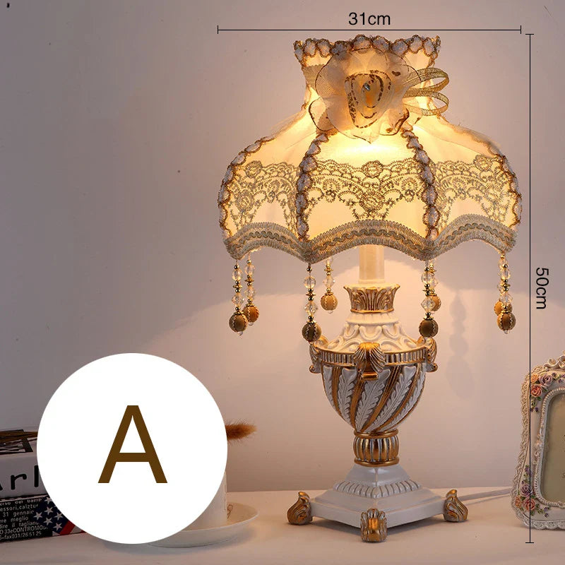 Luxury European Table Lamp - Mediterranean Style Night Desk Light For Bedroom And Living Room