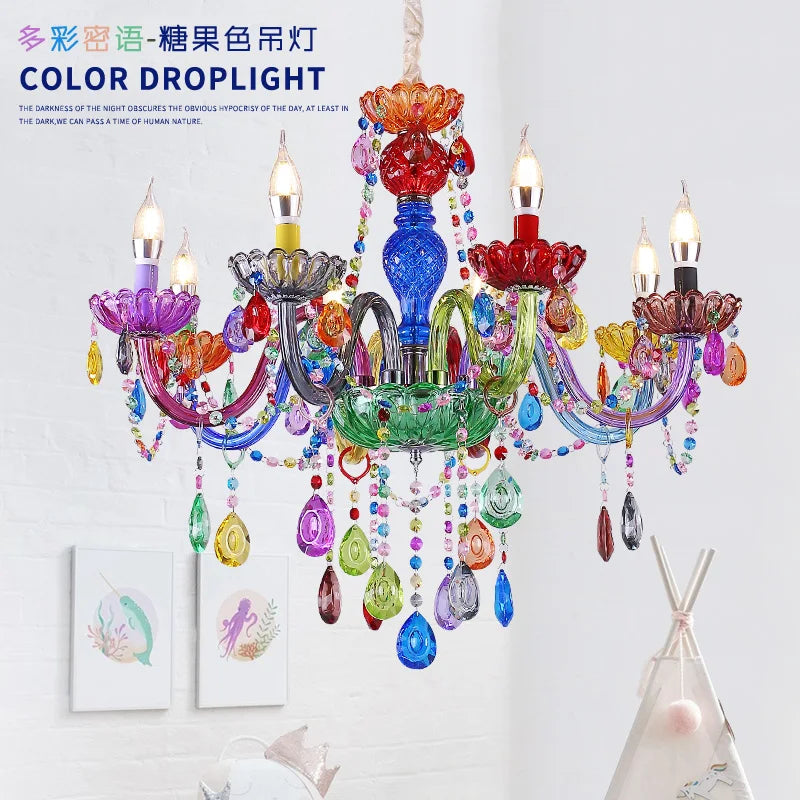 Colorful Crystal Chandeliers - European Style Rural Decoration For Restaurants Coffee Shops And