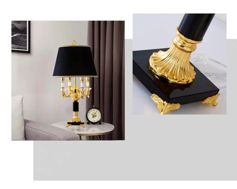 High - Quality Luxury Black Crystal Table Lamp - Modern Bedroom Bedside Decorative