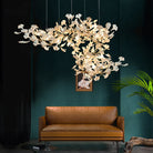 New Gold Chandelier White Ceramic Leaf Lamp Indoor Home Living Room Decorative French Luxury