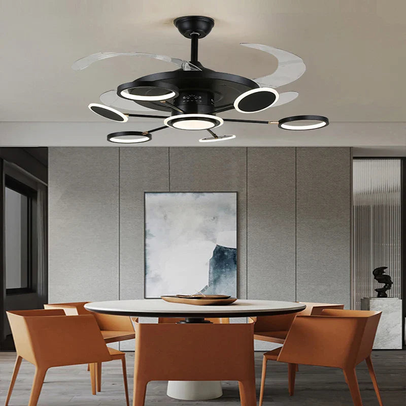 Nordic Ceiling Fans With Led Light - Remote Control Silent Retractable Blades Lamp For Home Fan