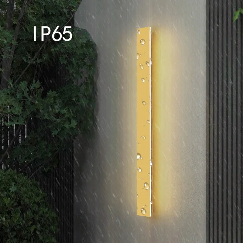 Elegant Golden Led Long Wall Light - Modern Outdoor Lighting For Country Villas Courtyards And