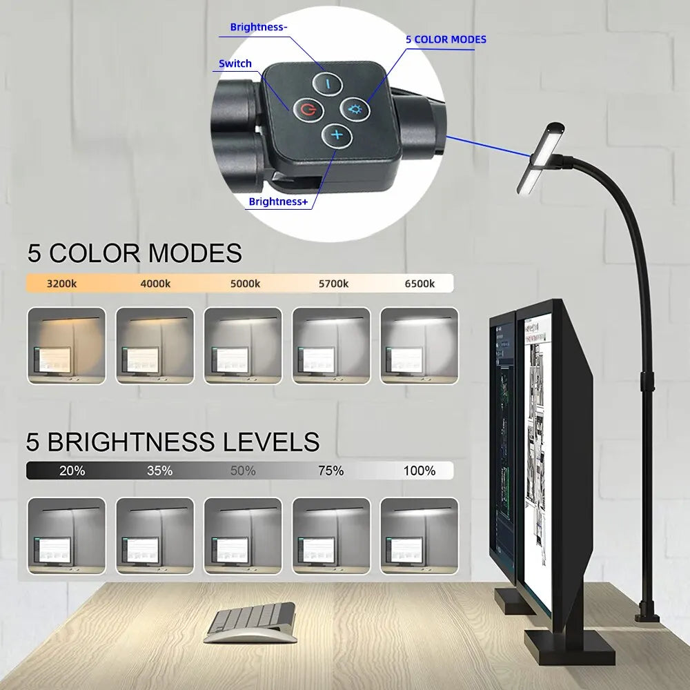 Double Head Led Clip Desk Lamp With Remote Control - Versatile Home And Office Lighting