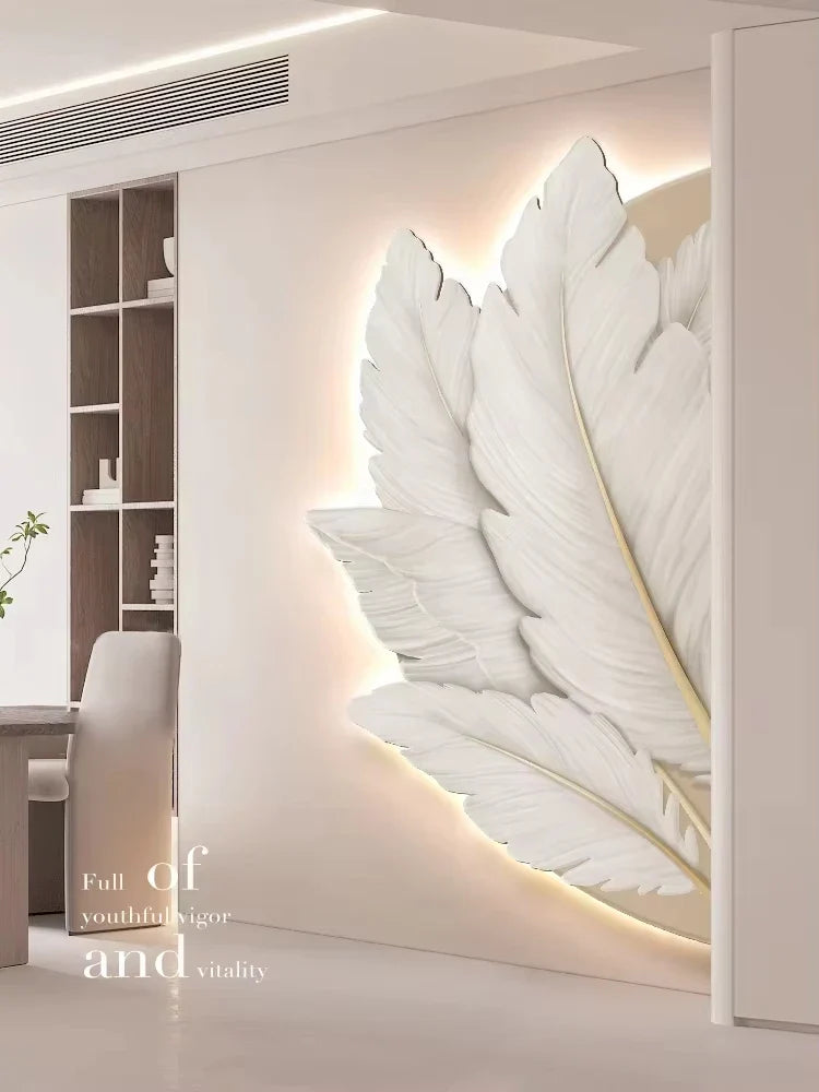 Dlight Decor Feather Mural LED Light for Entry Walls Wall Art